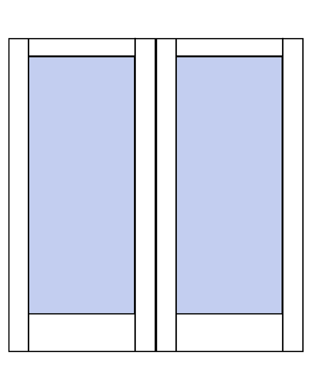 vendbar dobbelt glasdør monteret med dørlås