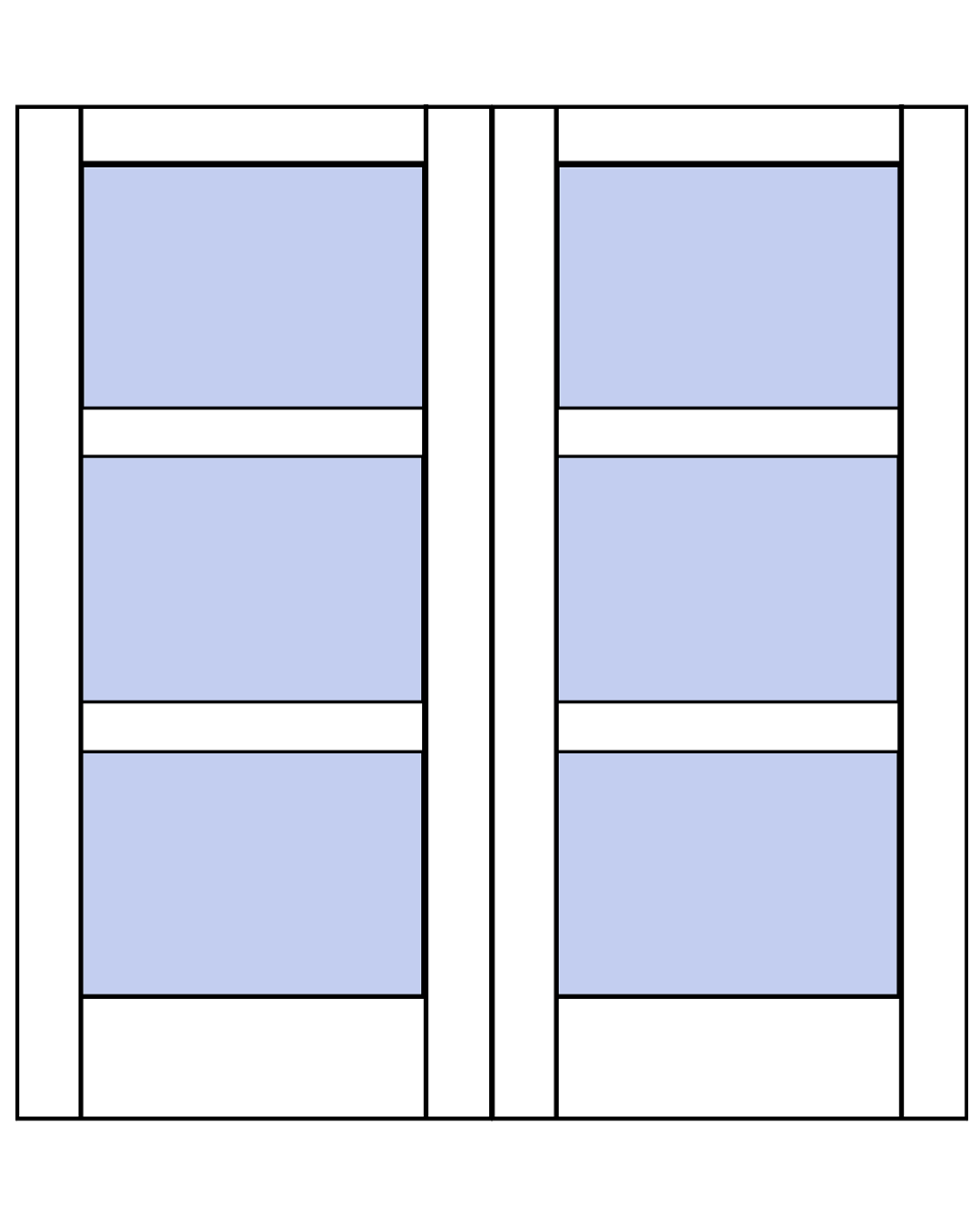 vendbar dobbelt glasdør monteret med dørlås