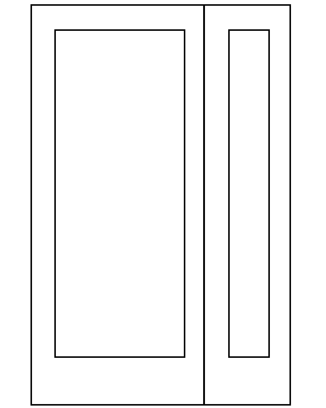 vendbar 1½ pladedør monteret med dørlås