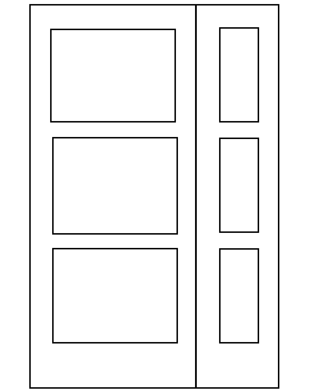 vendbar 1½ pladedør monteret med dørlås