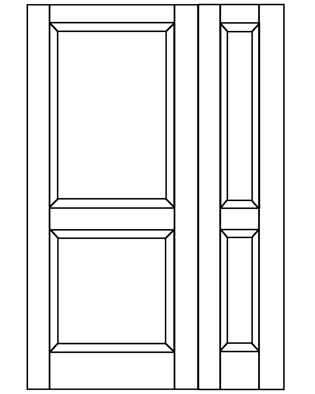 1½ dør med 2 fyldninger