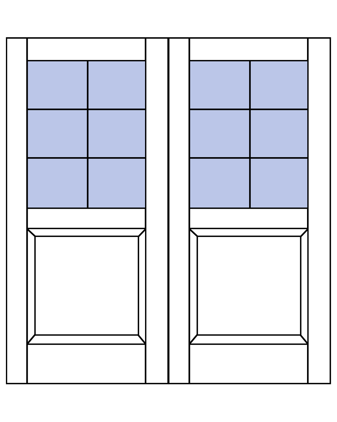 vendbar silkeborg dobbelt fyldningsdør monteret med dørlås